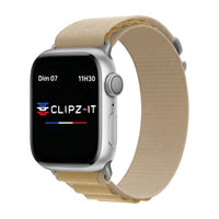 Cinturino Massif in nylon sportivo sahara con fibbia argento - Apple Watch | Clipz-it