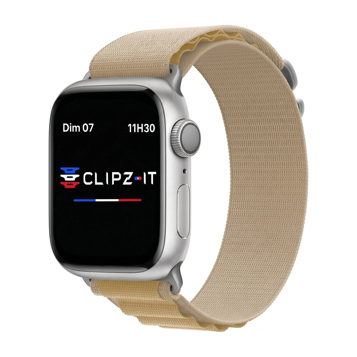 Cinturino Massif in nylon sportivo sahara con fibbia argento - Apple Watch | Clipz-it
