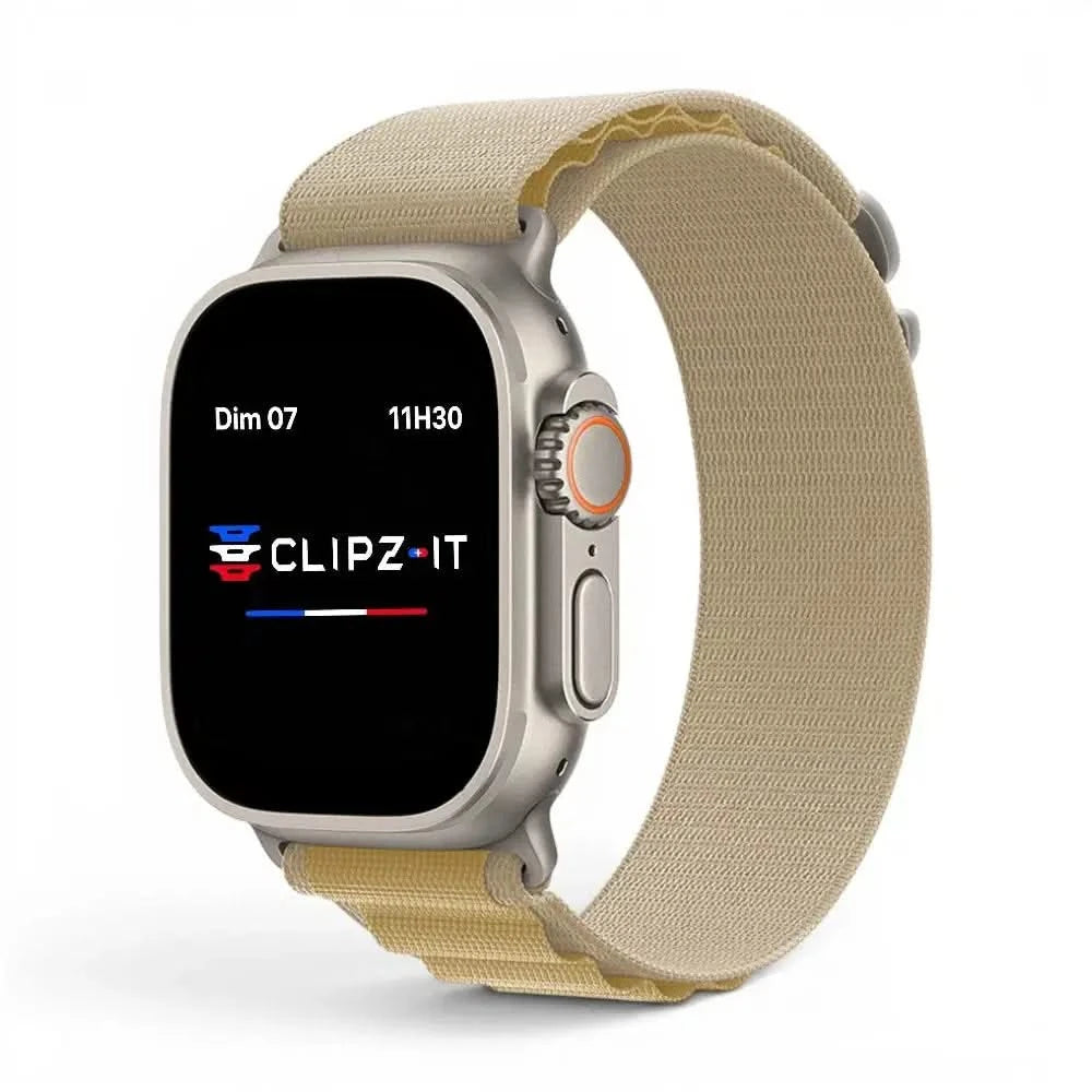 Bracelet Massif nylon sportif sahara, vue de face 2 - Apple Watch | Clipz-it