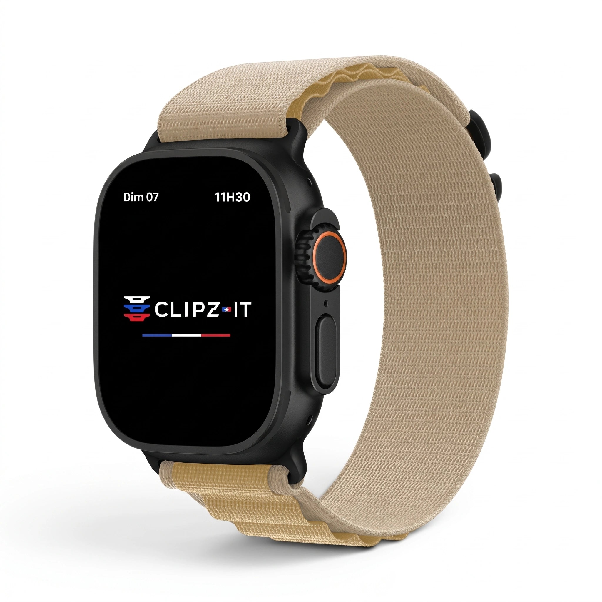 Bracelet Massif nylon sportif sahara, vue de face - Apple Watch | Clipz-it