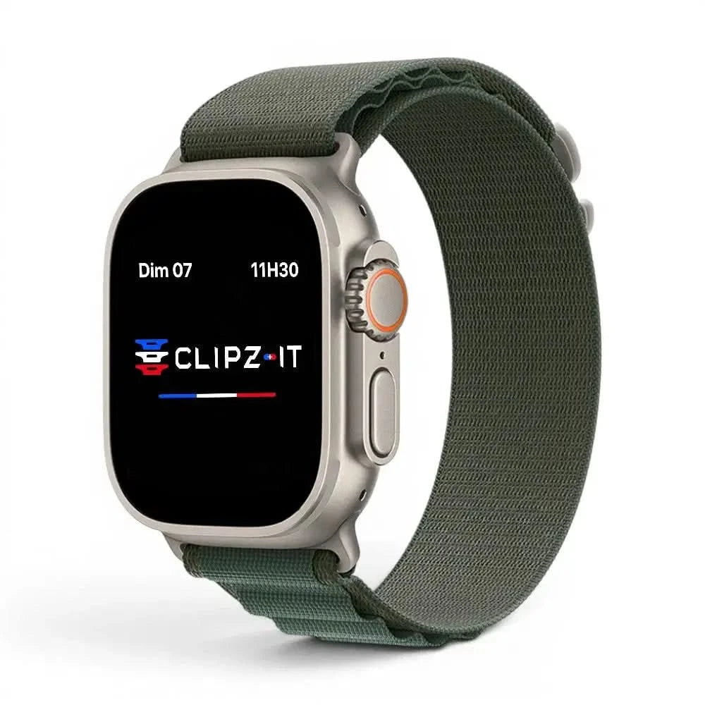 Bracelet Massif nylon sportif vert, vue de face 2 - Apple Watch | Clipz-it
