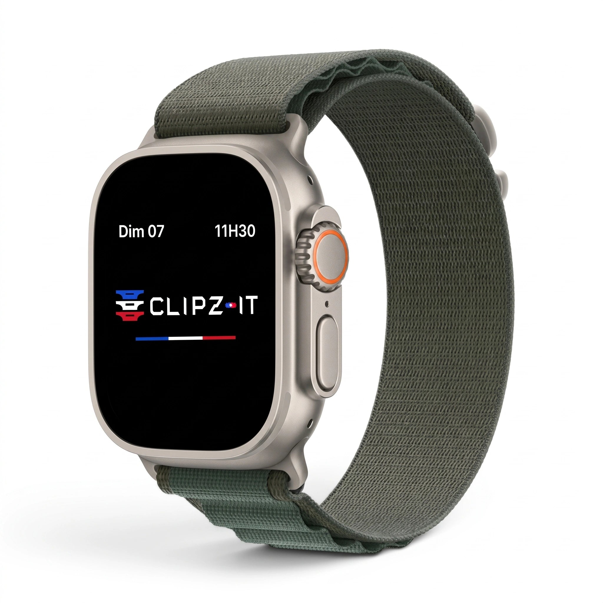 Bracelet Massif nylon sportif vert, vue de face 2 - Apple Watch | Clipz-it