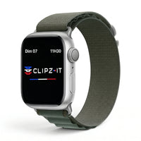 Bracelet Massif nylon sportif vert, vue de face - Apple Watch | Clipz-it