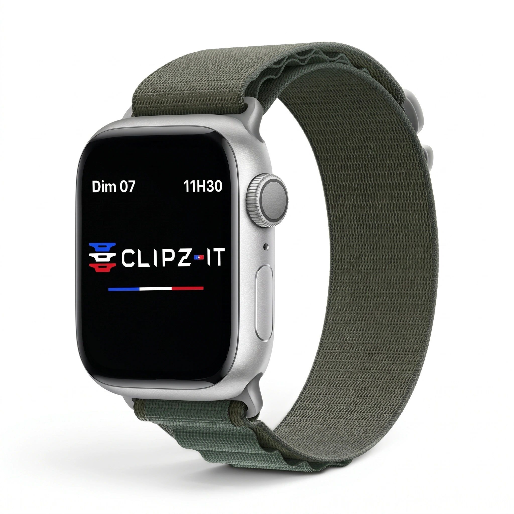 Bracelet Massif nylon sportif vert, vue de face - Apple Watch | Clipz-it