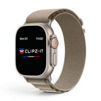 Bracelet Massif nylon sportif vert militaire, vue de face 3 - Apple Watch | Clipz-it