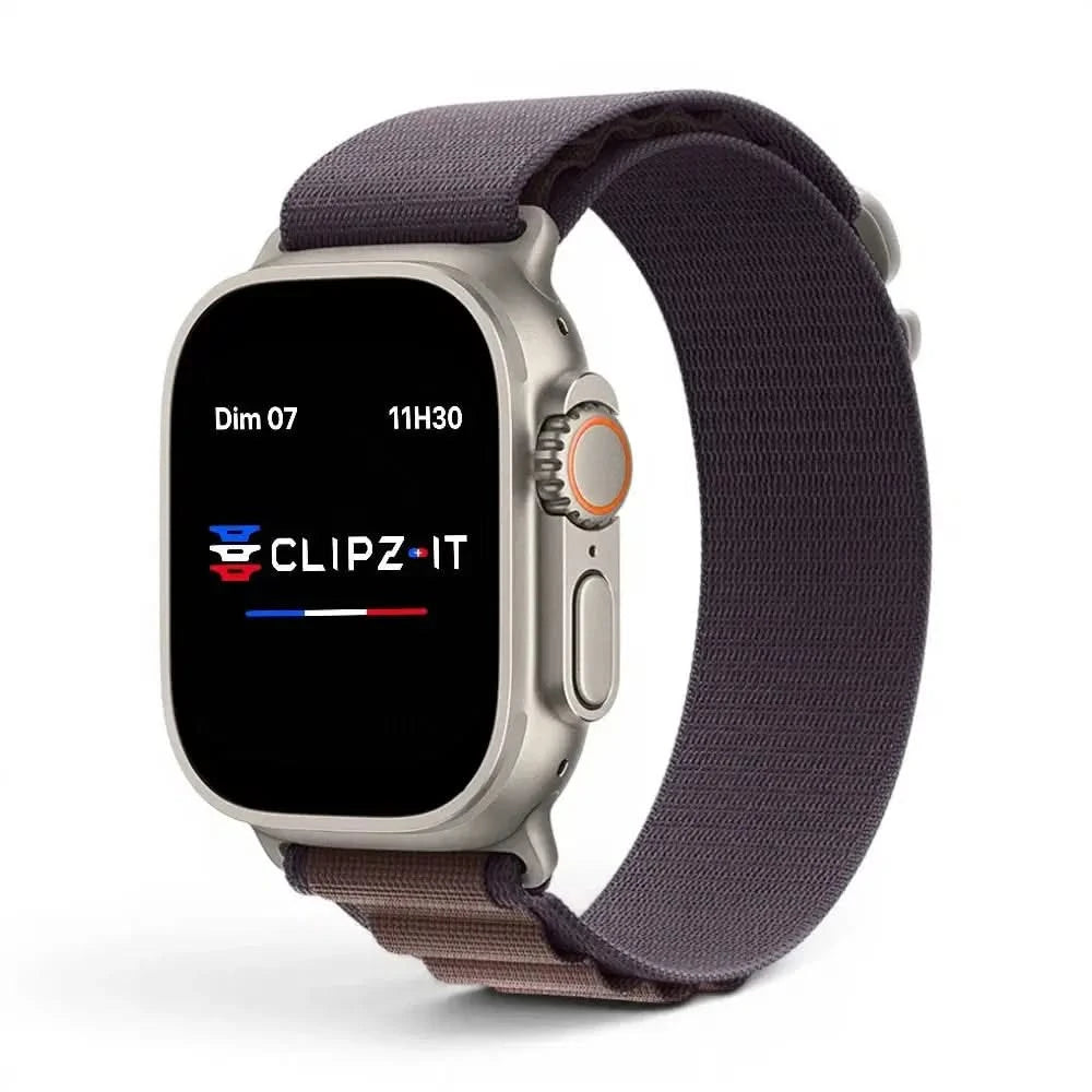 Bracelet Massif nylon sportif violet, vue de face 2 - Apple Watch | Clipz-it