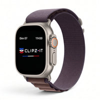 Bracelet Massif nylon sportif violet, vue de face 2 - Apple Watch | Clipz-it