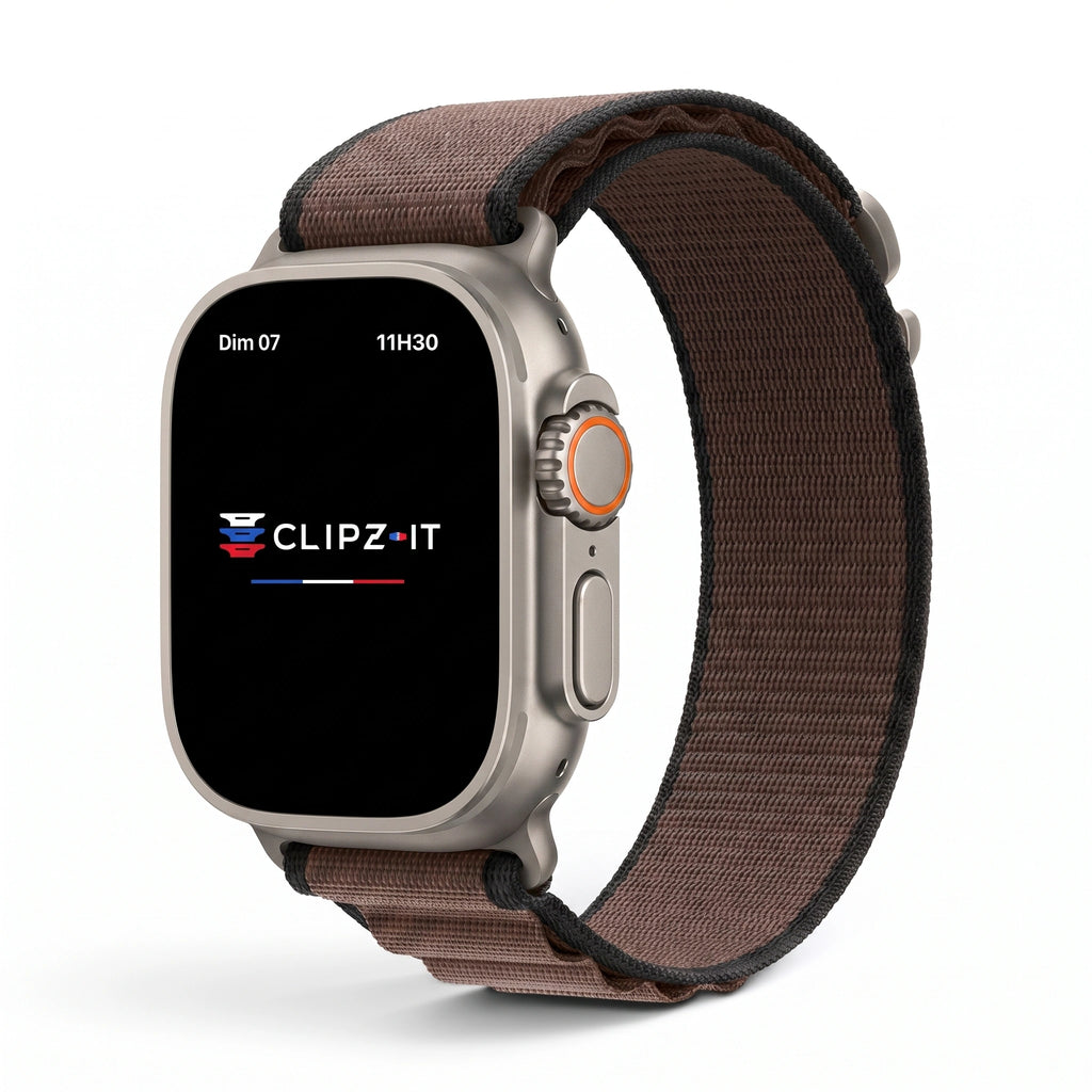 Bracelet Massif nylon sportif violet, vue de face - Apple Watch | Clipz-it