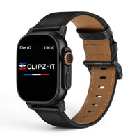 Bracelet Milano cuir nappa graphite, vue de face 2 - Apple Watch | Clipz-it
