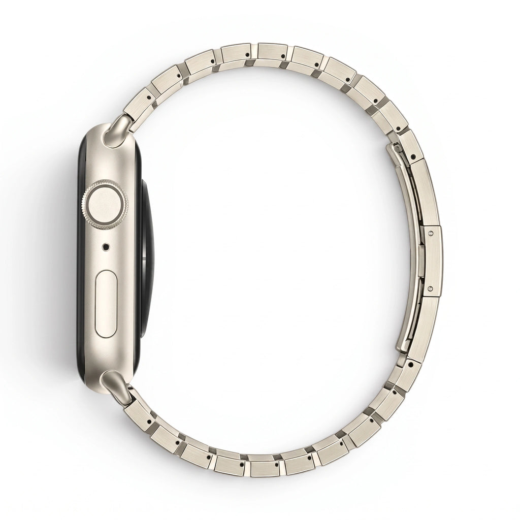 Bracelet Modula acier maillons modernes rosé, vue de profil - Apple Watch | Clipz-it