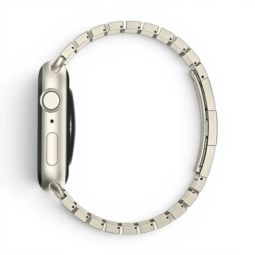 Bracelet Modula acier maillons modernes rosé, vue de profil - Apple Watch | Clipz-it