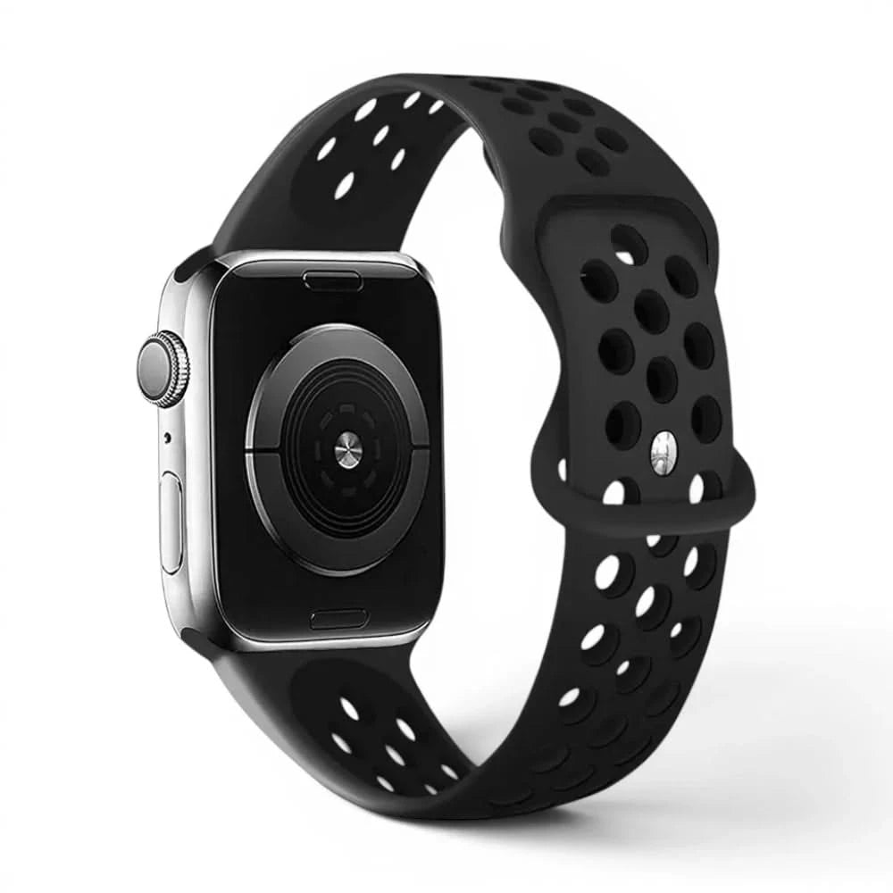Bracelet Motion silicone sportif noir, vue de dos - Apple Watch | Clipz-it