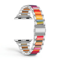 Bracelet Nacre acier inoxydable arc-en-ciel, vue de face 2 - Apple Watch | Clipz-it