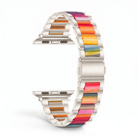 Bracelet Nacre acier inoxydable arc-en-ciel, vue de face 3 - Apple Watch | Clipz-it