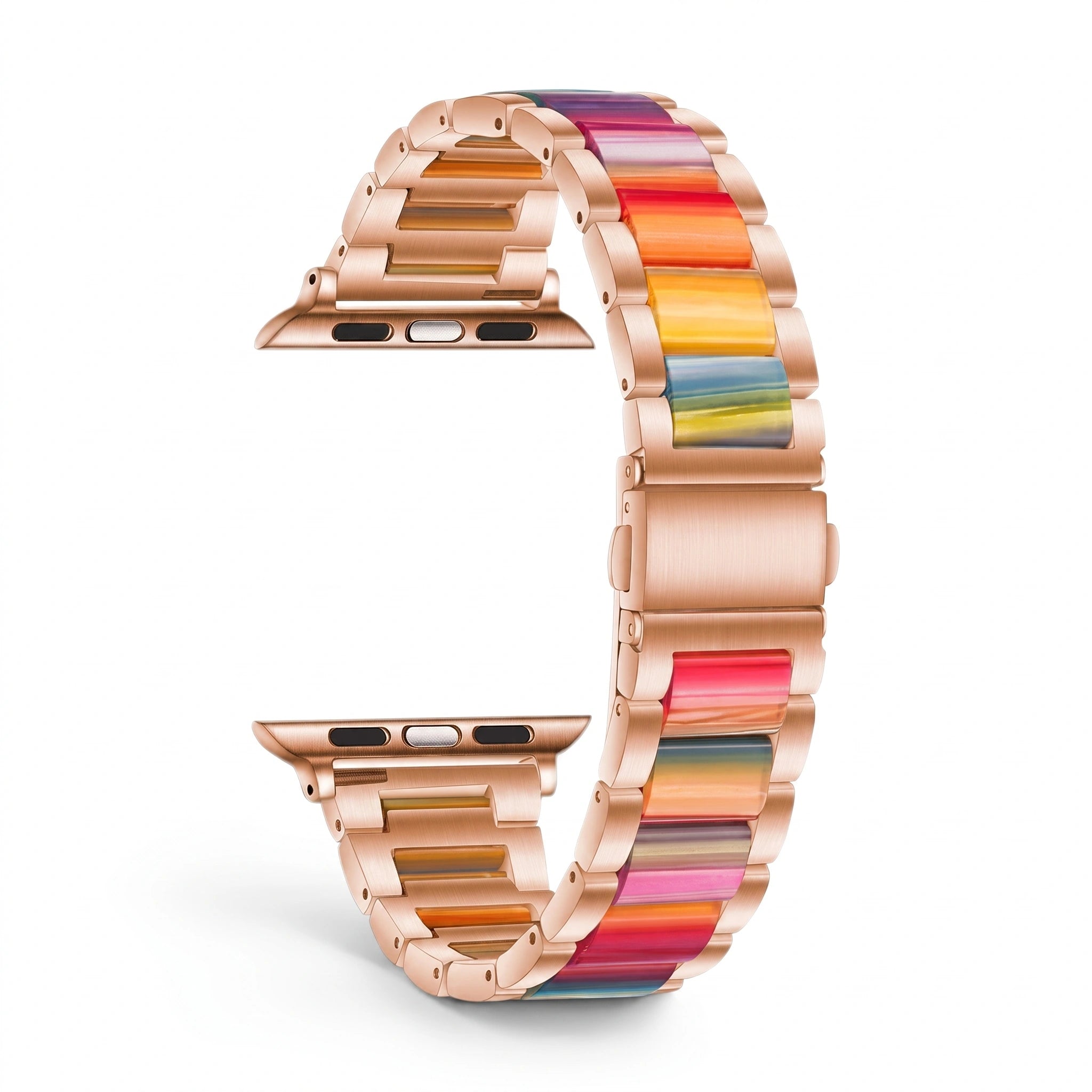 Bracelet Nacre acier inoxydable arc-en-ciel, vue de face - Apple Watch | Clipz-it
