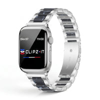 Bracelet Nacre acier inoxydable blue, vue de face 2 - Apple Watch | Clipz-it