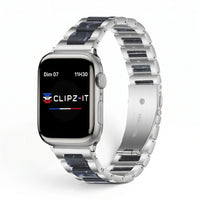 Bracelet Nacre acier inoxydable blue, vue de face 3 - Apple Watch | Clipz-it