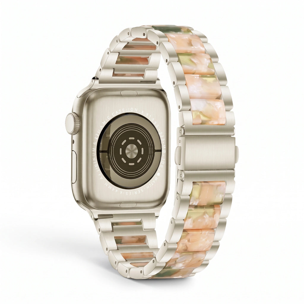 Bracelet Nacre acier inoxydable nacre, vue de face 5 - Apple Watch | Clipz-it