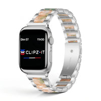 Bracelet Nacre acier inoxydable nacre, vue de face - Apple Watch | Clipz-it