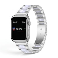 Bracelet Nacre acier inoxydable nacre, vue 2 - Apple Watch | Clipz-it