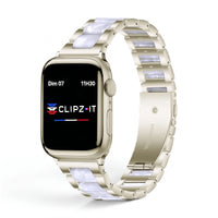 Bracelet Nacre acier inoxydable nacre, vue 4 - Apple Watch | Clipz-it