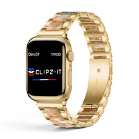 Bracelet Nacre acier inoxydable pink, vue de face 2 - Apple Watch | Clipz-it