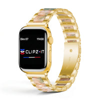 Bracelet Nacre acier inoxydable pink, vue de face 3 - Apple Watch | Clipz-it