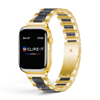 Bracelet Nacre acier inoxydable saphir, vue de face 4 - Apple Watch | Clipz-it