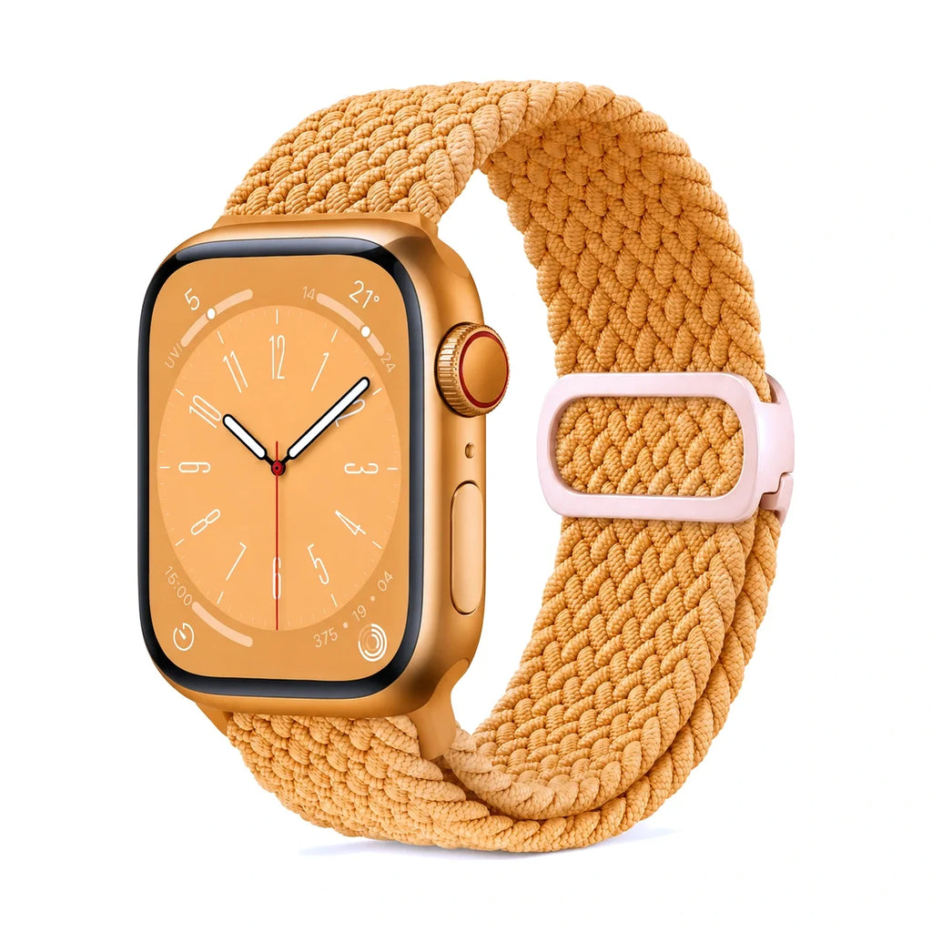 Correa Natte nylon trenzado albaricoque, vista frontal - Apple Watch