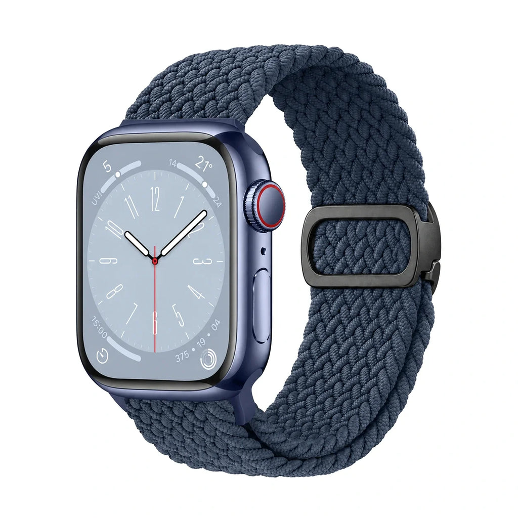 Correa Natte nylon trenzado azul marino, vista frontal - Apple Watch