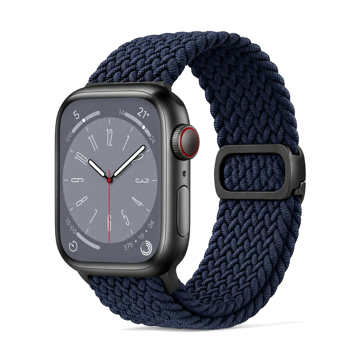 Correa Natte nylon trenzado azul noche, vista frontal - Apple Watch