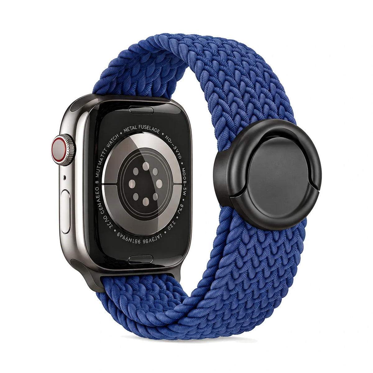 Bracelet Natte nylon tressé bleu orage, vue de dos - Apple Watch