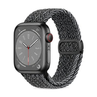 Correa Natte nylon trenzado gris jaspeado, vista frontal - Apple Watch
