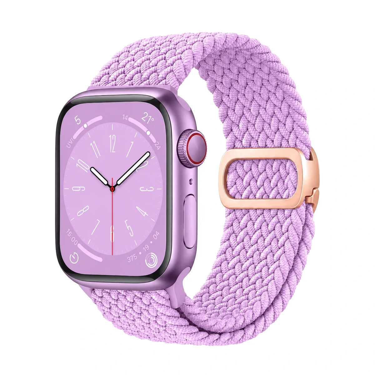 Correa Natte nylon trenzado lila, vista frontal - Apple Watch