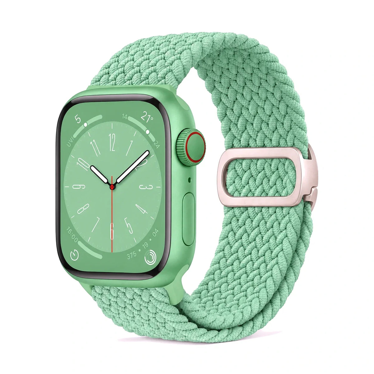 Correa Natte nylon trenzado pistacho, vista frontal - Apple Watch