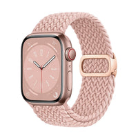 Correa Natte nylon trenzado rosa palo, vista frontal - Apple Watch