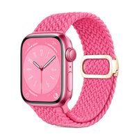 Correa Natte nylon trenzado rosa vivo, vista frontal - Apple Watch