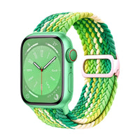 Correa Natte nylon trenzado verde lima, vista frontal - Apple Watch