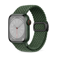 Correa Natte nylon trenzado verde oliva, vista frontal - Apple Watch