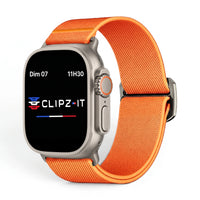 Bracelet Nomade nylon sportif orange, vue de face 2 - Apple Watch | Clipz-it