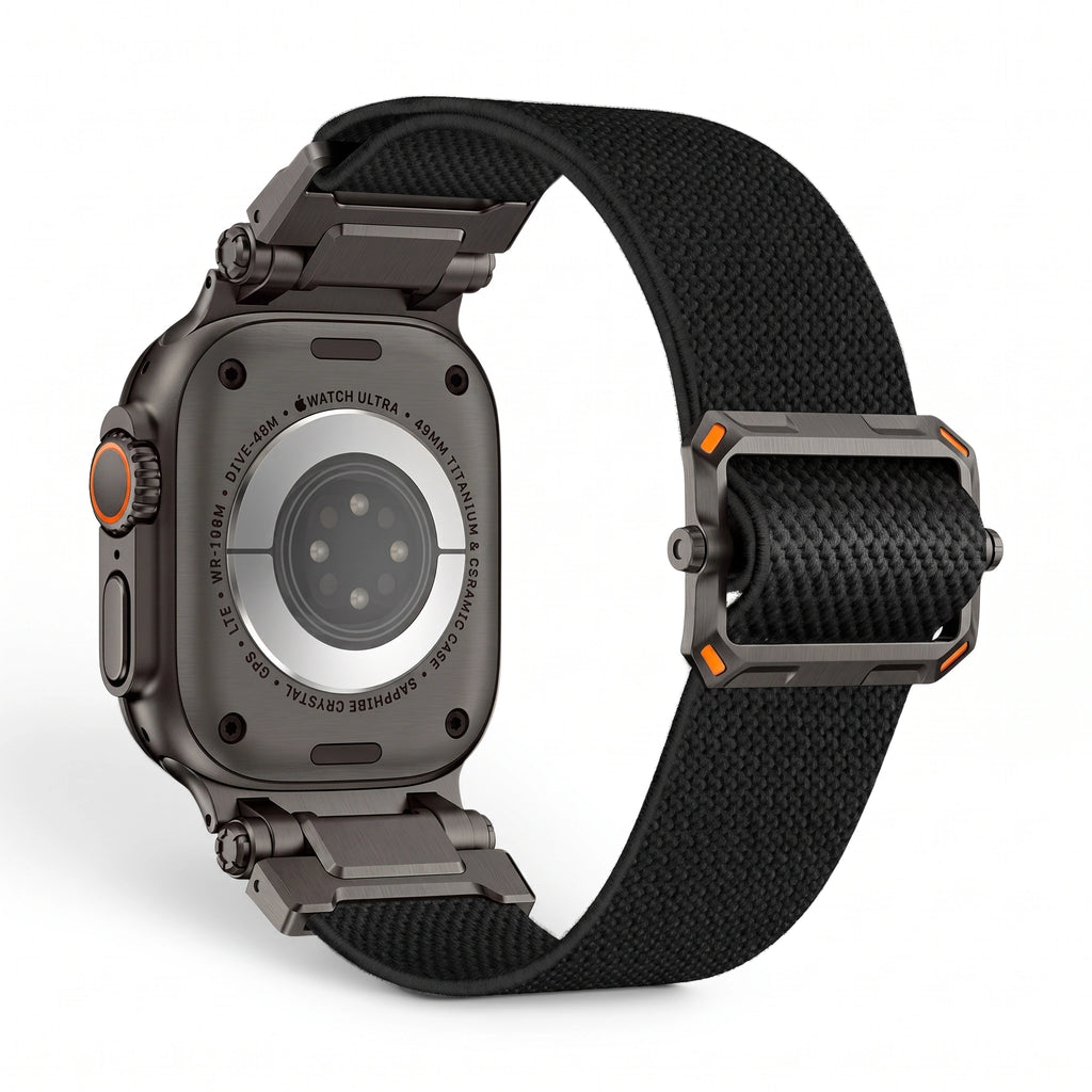 Bracelet Odyssey nylon militaire vert militaire, vue de dos - Apple Watch | Clipz-it