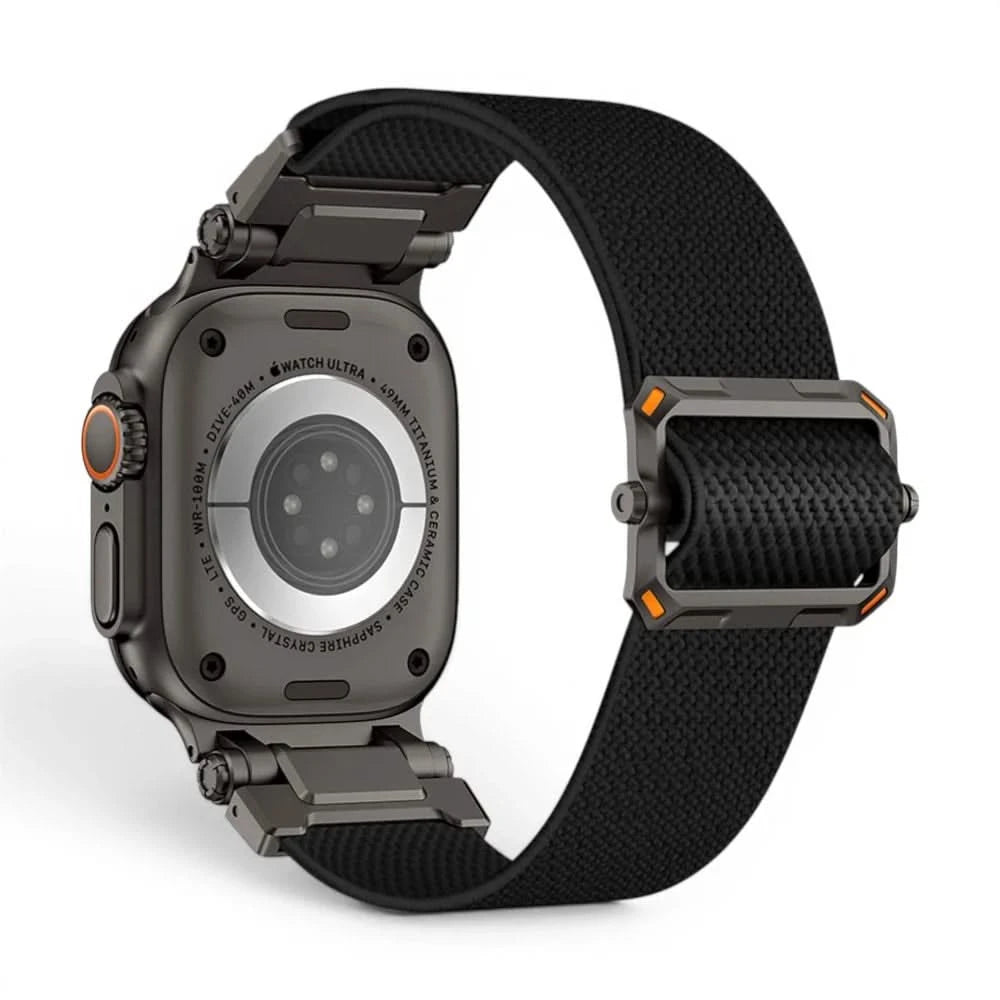 Bracelet Odyssey nylon militaire vert militaire, vue de dos - Apple Watch | Clipz-it