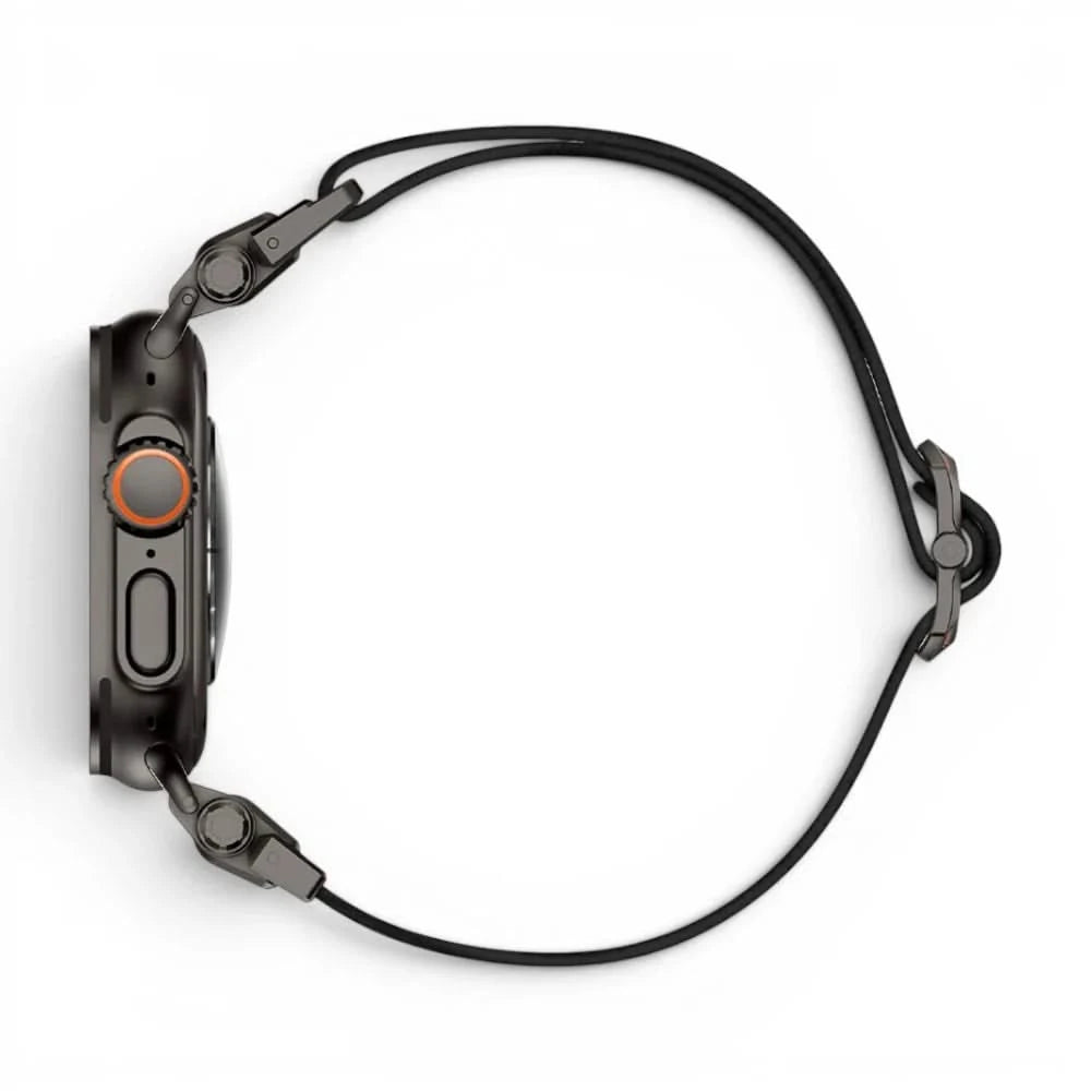 Bracelet Odyssey nylon militaire vert militaire, vue de profil - Apple Watch | Clipz-it