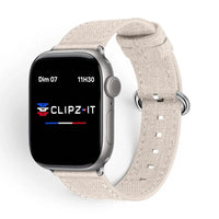 Bracelet Pastel nylon pastel beige, vue de face - Apple Watch | Clipz-it