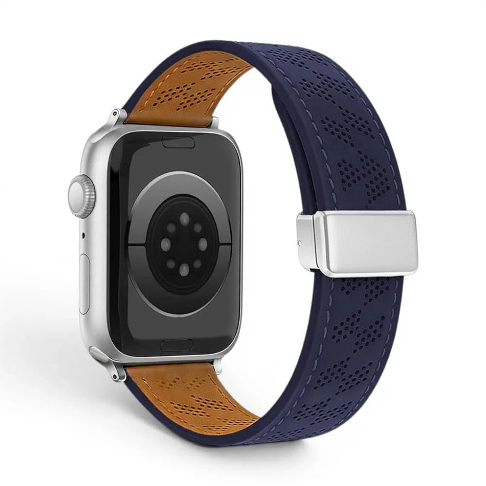 Bracelet Perforé cuir perforé vert, vue de dos - Apple Watch | Clipz-it