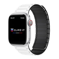 Bracelet Polaris magnétique silicone blanc et noir - Apple Watch | Clipz-it