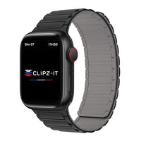 Bracelet Polaris magnétique silicone gris et noir, vue 2 - Apple Watch | Clipz-it