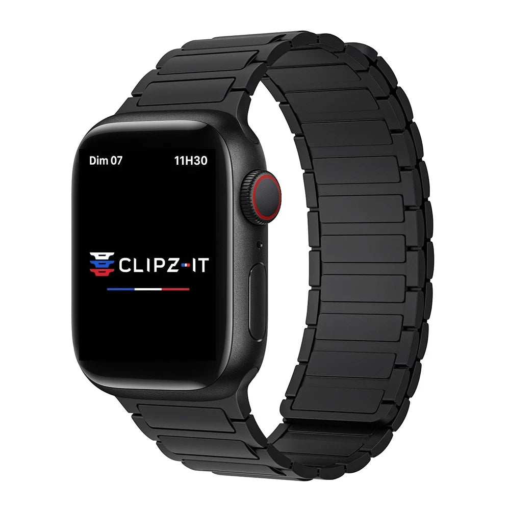 Bracelet Polaris magnétique silicone noir - Apple Watch | Clipz-it
