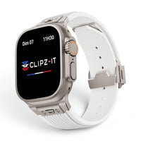 Bracelet Premium silicone blanc, vue de face - Apple Watch | Clipz-it