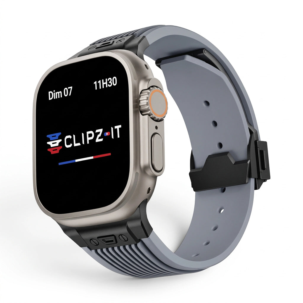 Bracelet Premium silicone bleu, vue de face 2 - Apple Watch | Clipz-it